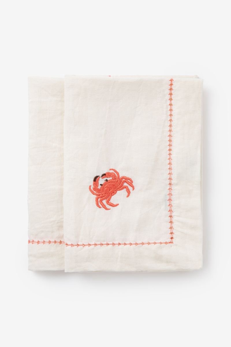 Sissy-Boy - Set van 2 lichtroze servetten met krab