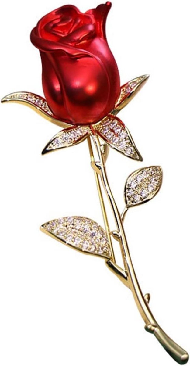 Broche Rode Roos - Dames Pin - Outfit Decoratie - Luxe Metalen Ontwerp - Niet gespecificeerd - Rood