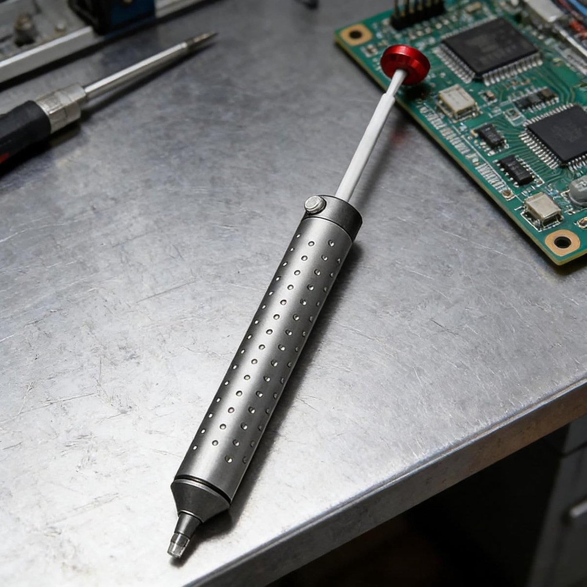 Desoldeerpomp - Soldeerzuiger - Elektronica Reparatie - Antislip Aluminium Grip - 218 x 20 mm - Zilver