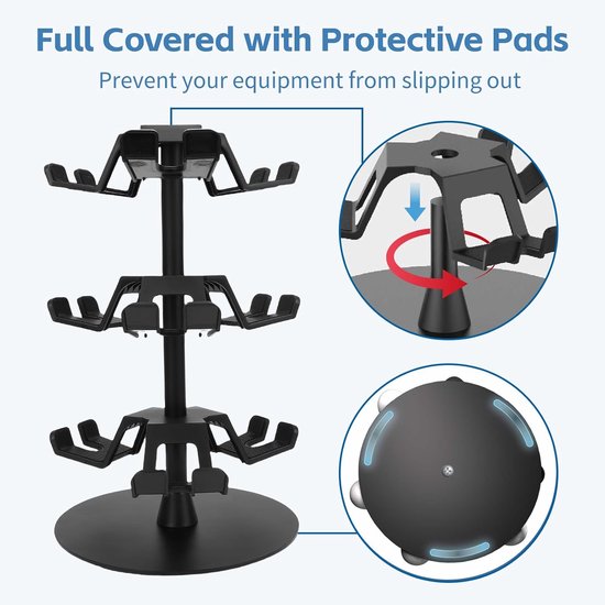 Controller Standaard - Accessoirehouder - Gaming Setup Organiseren - 360 Graden Draaibaar - 3 Lagen - Zwart — afbeelding 5
