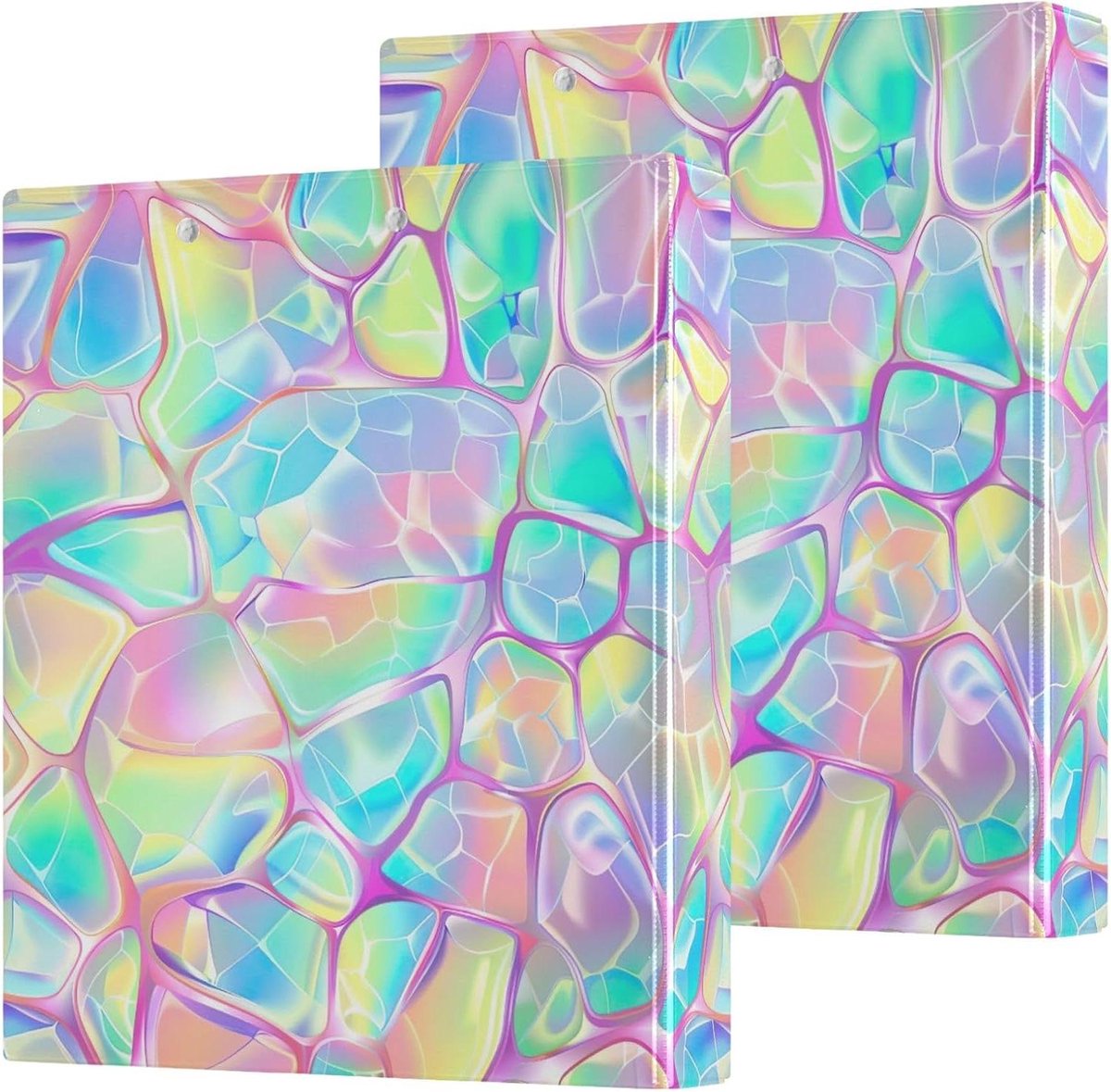 Holografische giraffe vlekken 3 ringbanden 1,5 inch houdt 200 vellen ronde ringen kantoormappen 2 stuks