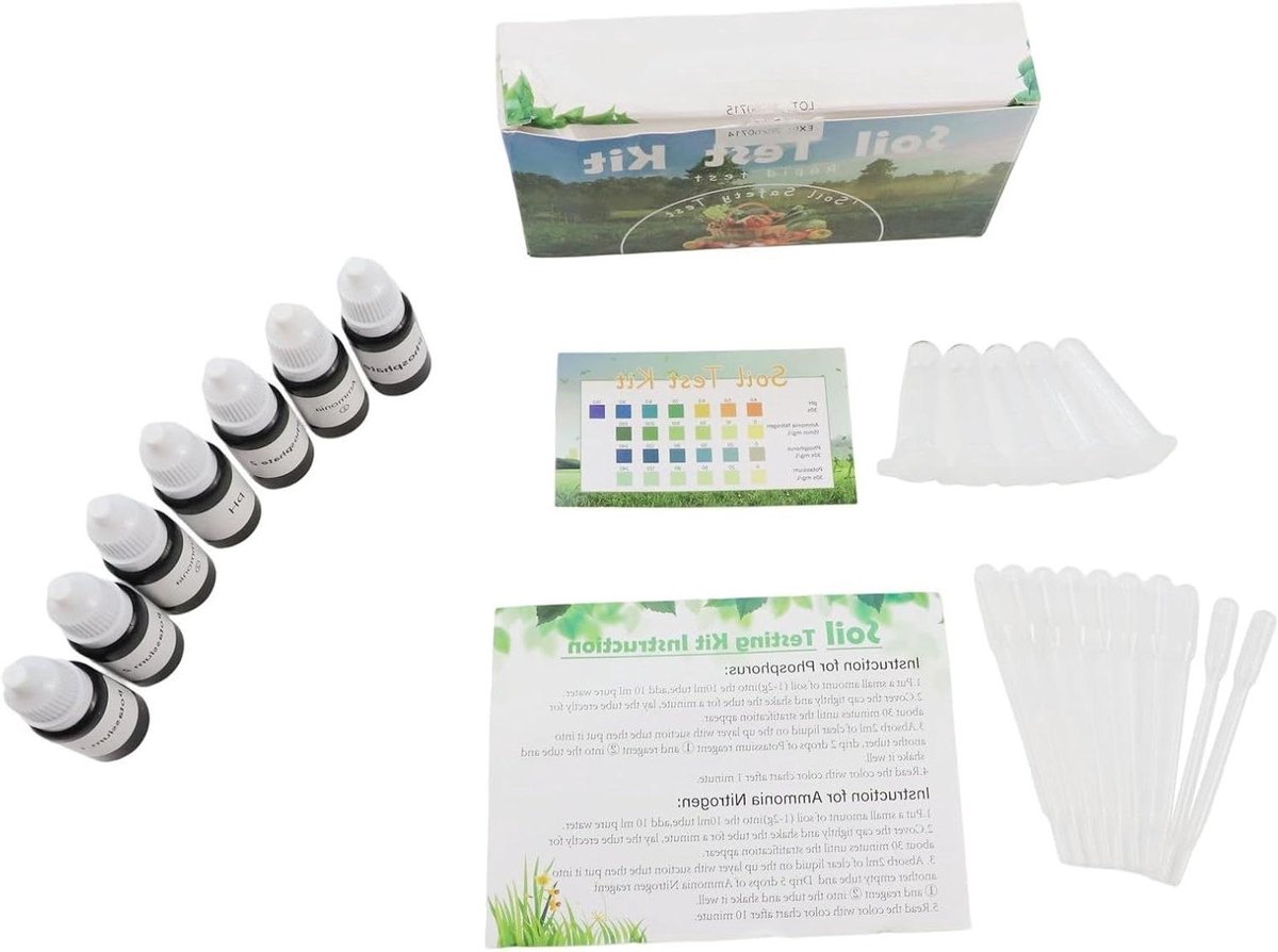 Bodem Test Kit - Vruchtbaarheidsmeter - Plantenverzorging - 4 In 1 Analyse - 150 x 75 x 40 mm - Wit