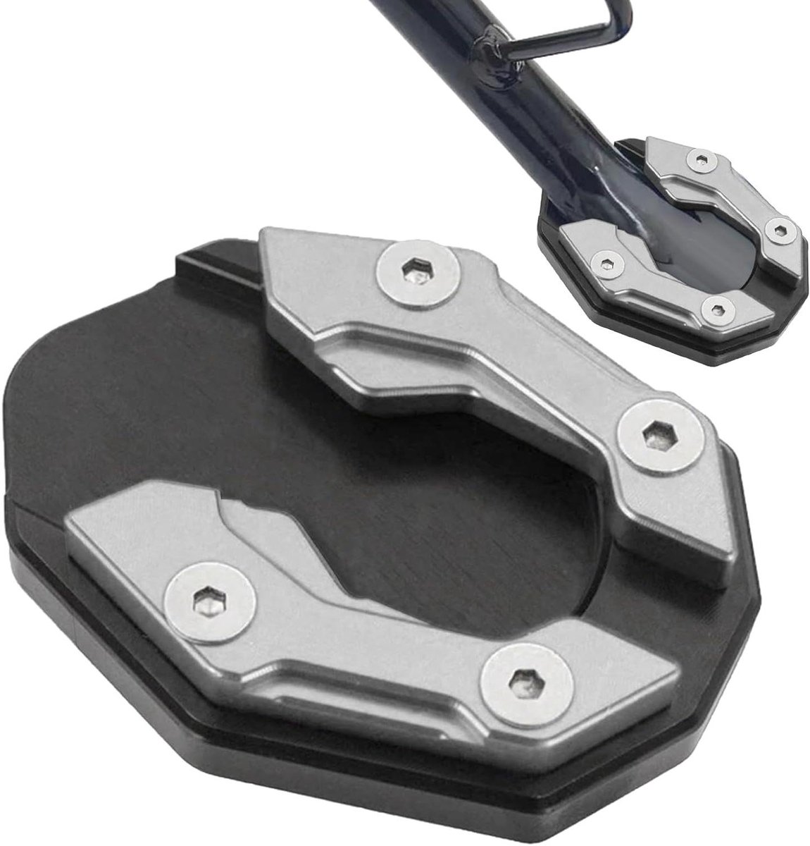 Motorfiets steunkussen - Parkeerplaat standaard - Veilig parkeren motor - Antislip verlenging - 72 x 57 cm - Zilver