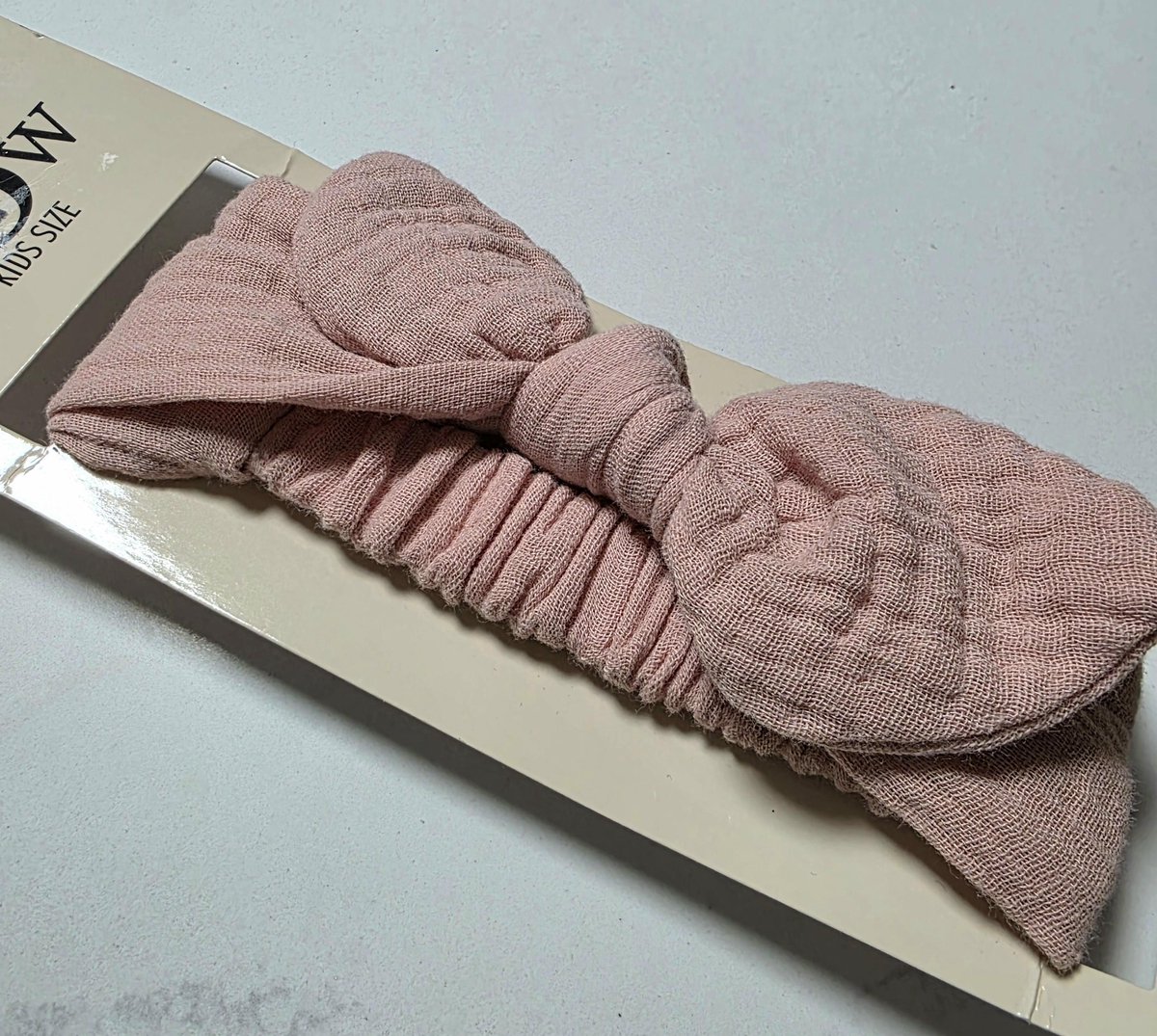Zenner Wow haarband voor kids - kinder hoofdband - oudroze met strik - one size - roze pastel