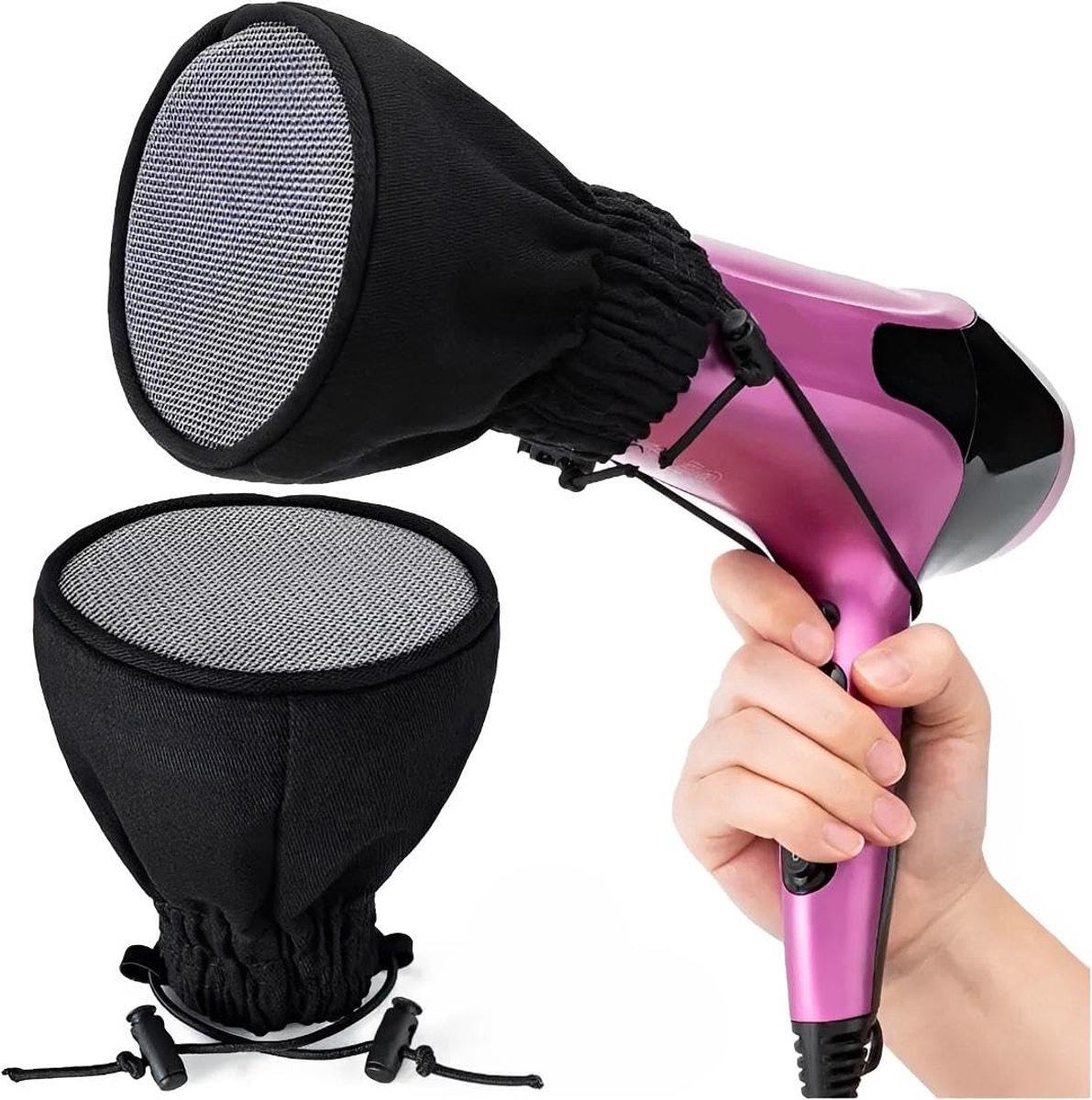 Set van 2 diffusers Geschikt voor krullend haar, draagbaar, opvouwbaar, Geschikt voor krullend en golvend haar, compatibel met de meeste standaard haardrogers.