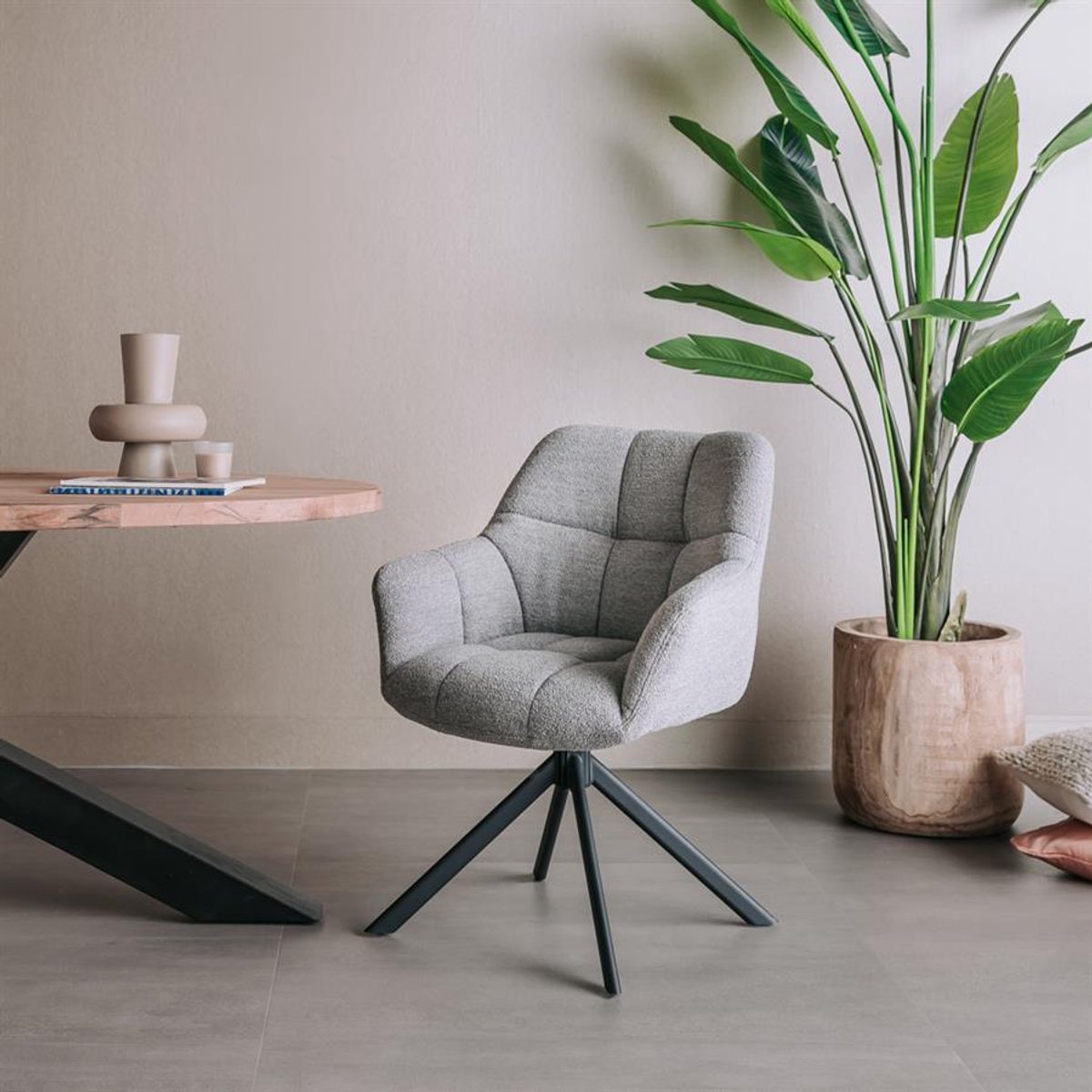 Tower Living Eetkamerstoel Alba Alpine - Grijs Stof - 67x66x86cm