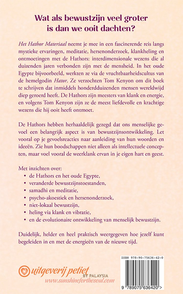 Het Hathor-materiaal - back cover
