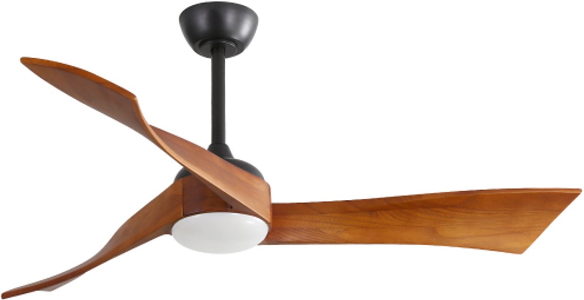 LED-verlichting - Instelbare lichtkleur - Plafondlamp met ventilator en verlichting - 52-inch plafondventilator met verlichting - 6 ventilatorsnelheden - Energiezuinige DC-motor en afstandsbediening - Timerfunctie - Zwart