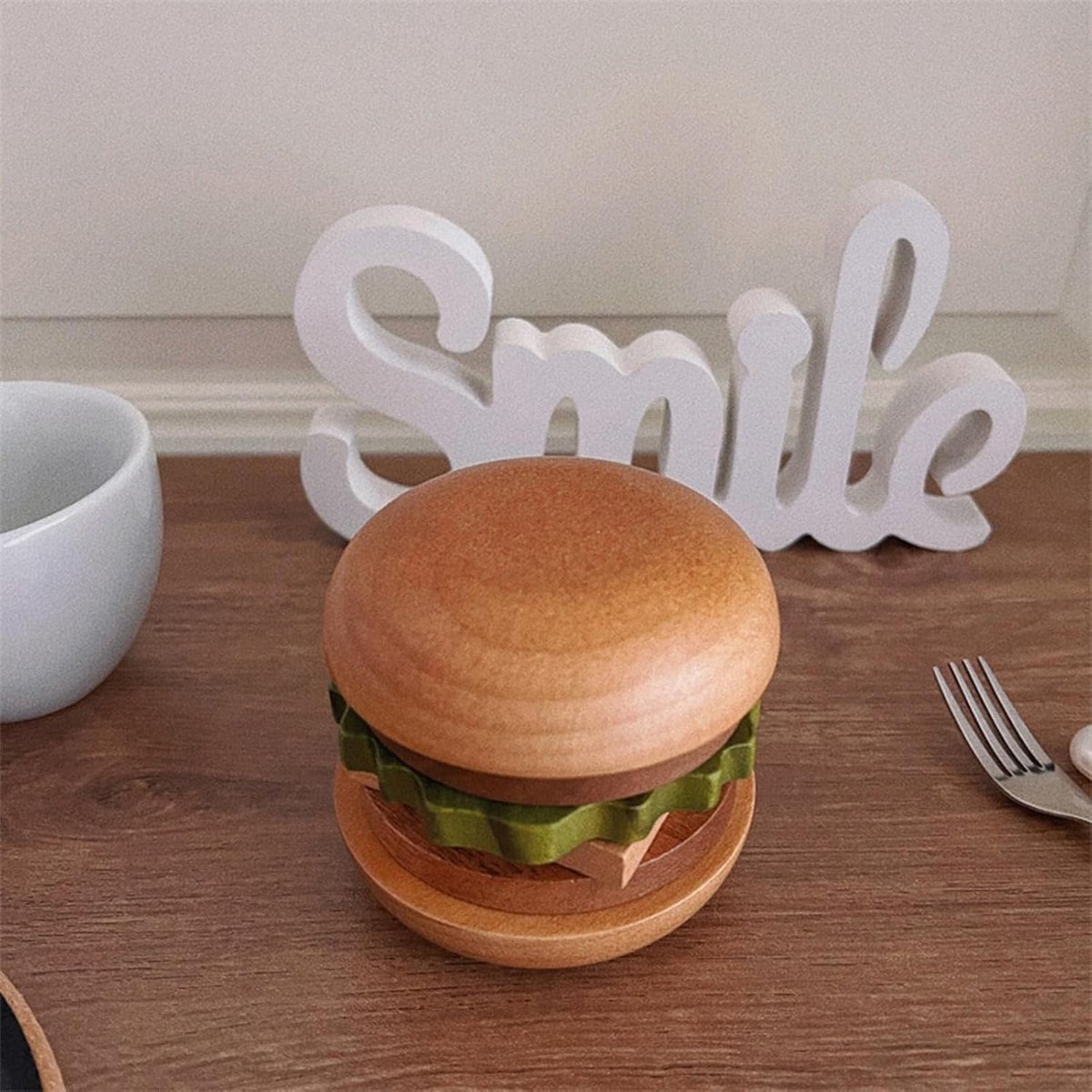 Houten Onderzetters - Drank Coasters - Tafel Beschermen - Uniek Burger Design - 6 stuks - Bruin