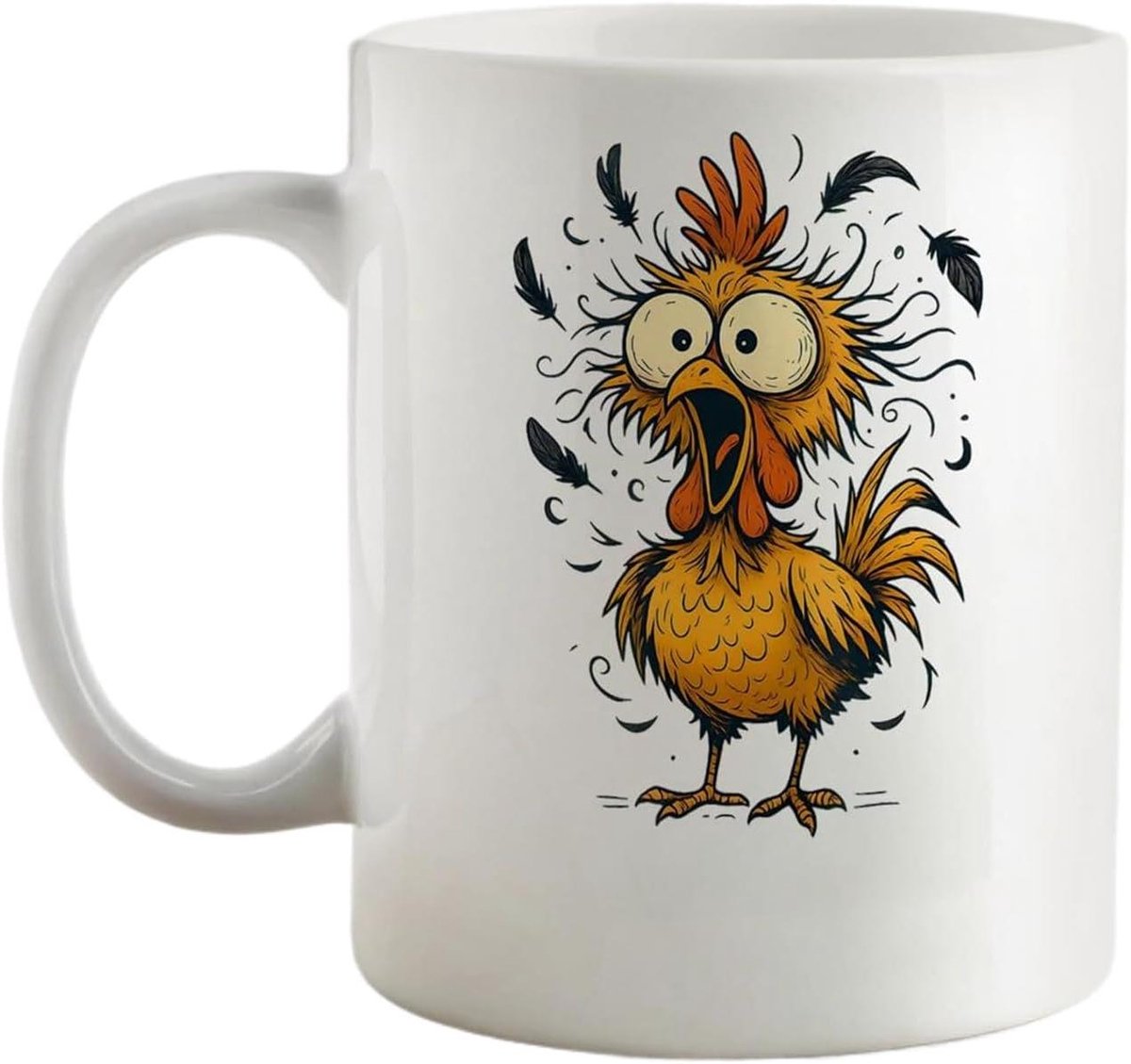 Koffiemok Keramiek - Themok met Handvat - Warme Dranken - Uniek Kip Design - 350 ml - Uniek