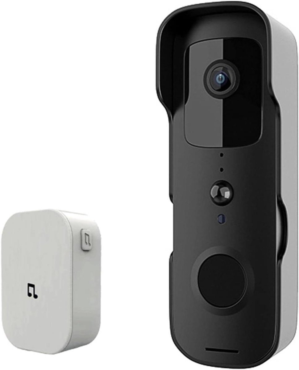 Videodeurbel Draadloos - Slimme Wifi Deurbel - Huisbeveiliging Monitoren - Menselijke Detectie - 1080P HD - Zwart
