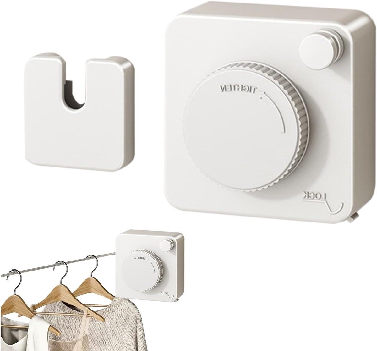 Uittrekbare Waslijn - Drooglijn Binnen - Kleding Drogen - Niet Doorhangend Touw - 48 Meter - Wit