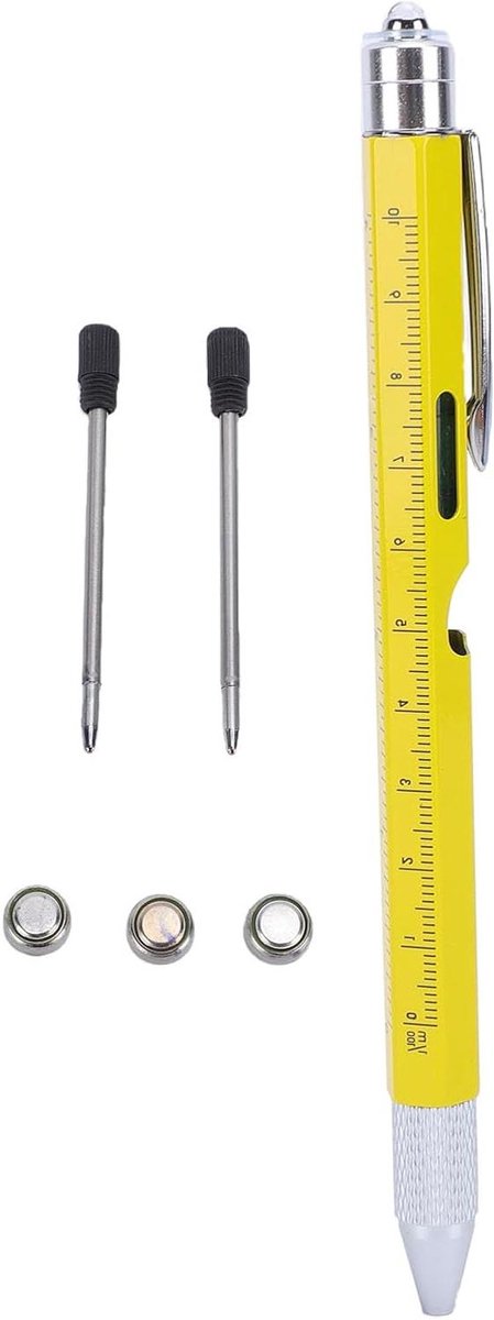 Multitool Pen - Gereedschap Pen - Kleine Reparaties - 9-in-1 Functionaliteit - 1 Count - Geel