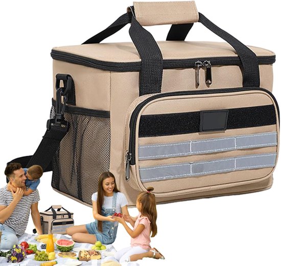 Strandkoeler - Lunchbox - Picknick en kamperen - Waterdicht en geïsoleerd - 30 x 21 x 18 cm - Kaki — afbeelding 5