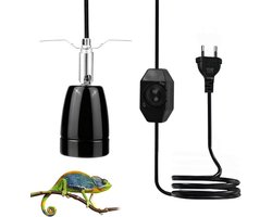 Verwarmde lampfitting - Warmtelamp houder - Reptielen verwarmen - 360 graden draaibaar - 1.8 meter kabel - Zwart