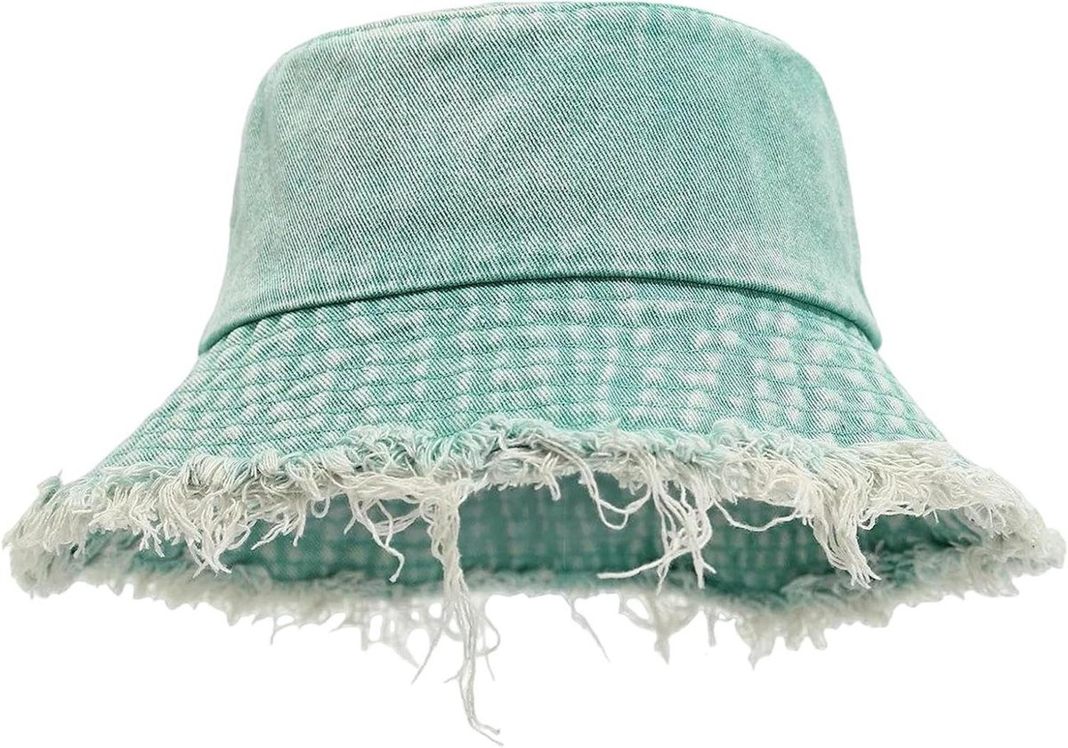 Bucket Hoed - Zonnehoed Denim - Casual Buiten - Vintage Afwerking - Verstelbaar - Groen