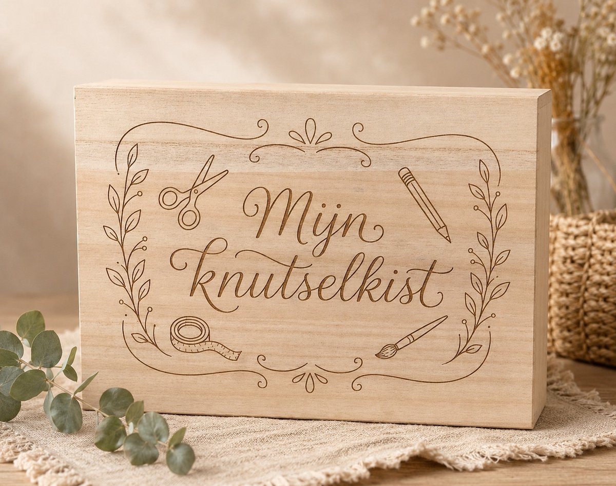 Knutselkist met vakken - gravure
