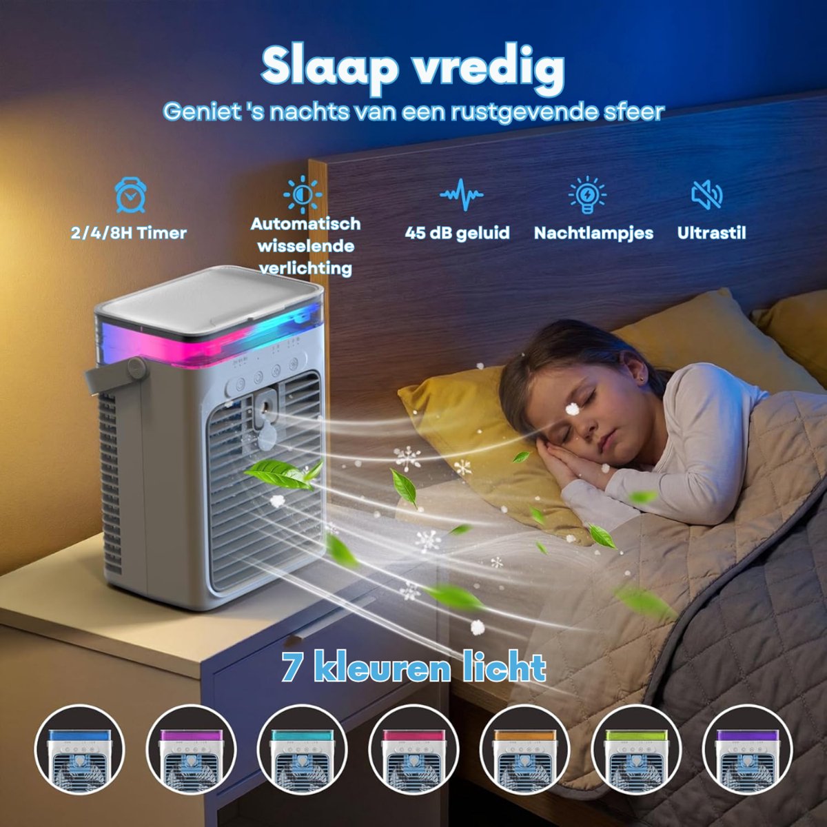 SNJY® Mobiele Airco Zonder Afvoer - Mobiele Airco voor Slaapkamer - Luchtkoeler - Aircooler - 2 Bevochtigingsniveaus - 3 Windsnelheden - 1L - Wit/Grijs – foto 8