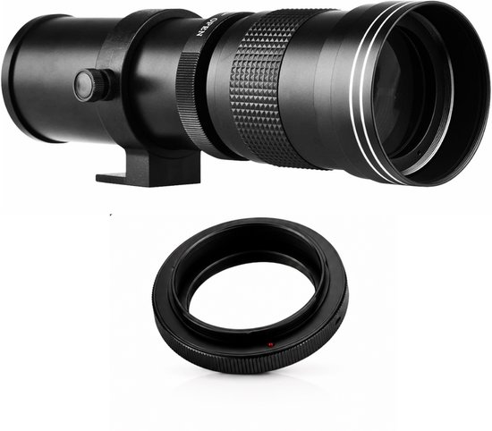 Fubzz Telelens - 420-800mm Super Zoom Lens - Handmatige Focus - Voor Canon EF-Mount DSLR Camera - T-Mount Adapter - 24-35 Cm Metalen Constructie