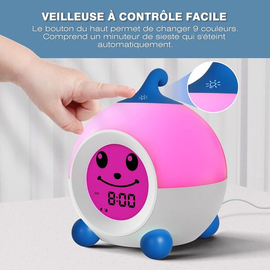 I·CODE Kinderwekker, lichtwekker voor kinderen, met automatische uitschakeling en wake-up light, slaaptrainer voor kinderen, jongens, meisjes, tieners — afbeelding 4