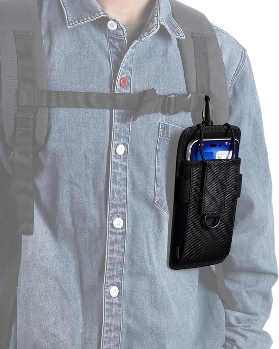 Geschikt voor iPhone 16 15 14 13 12 Pro XR Rugzak Strap Pouch, Rugzak Bevestiging Mobiele Telefoon Pouch Holster Riem Clip Houder Draagtas geschikt voor Galaxy S25, S24, S23 Plus, S22 — afbeelding 4