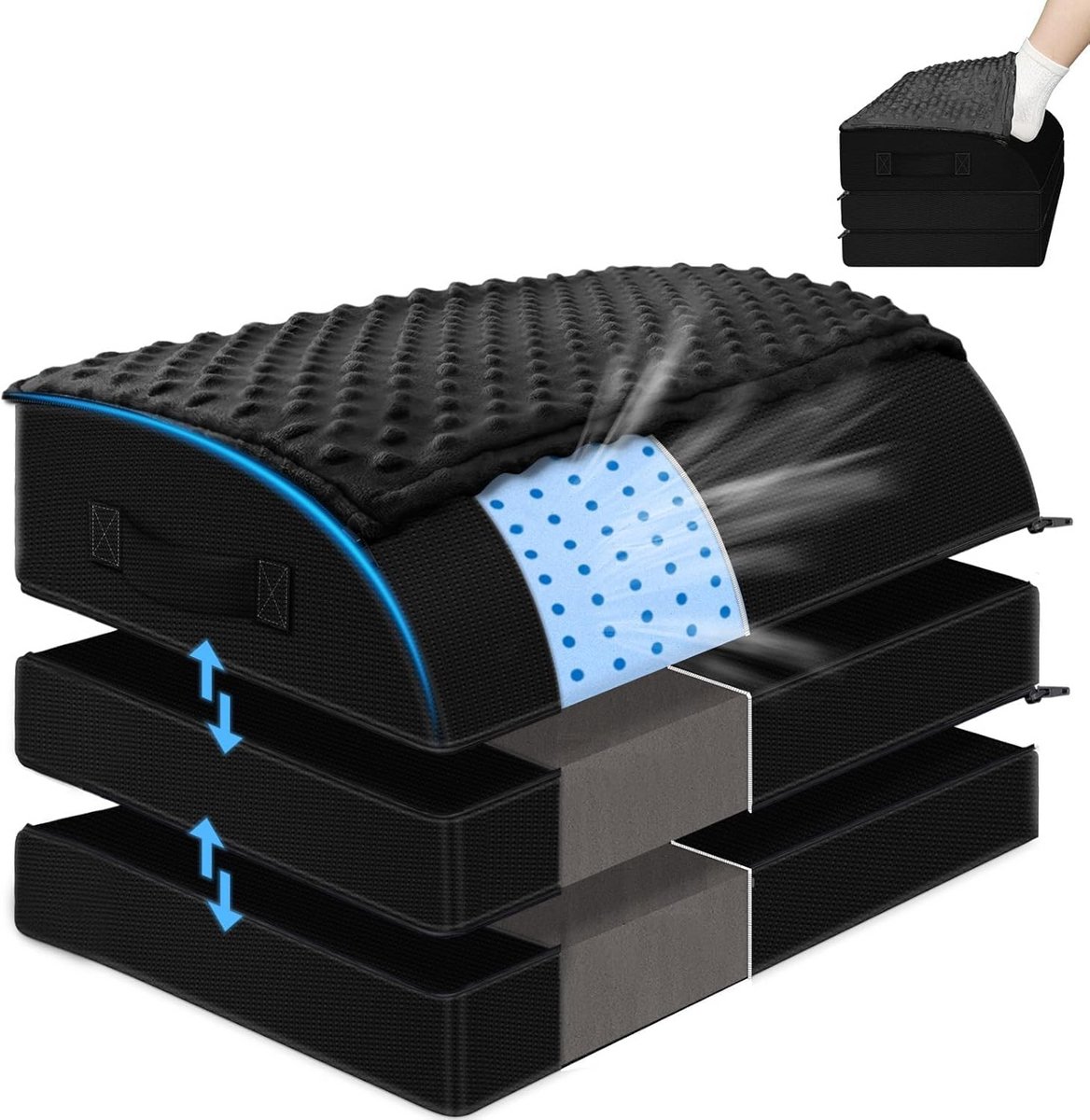 Ergonomische Voetensteun - Ondersteunende Voetenbank - Comfortabel Zitten - 3 Verstelbare Hoogtes - 46 x 33 cm - Grijs