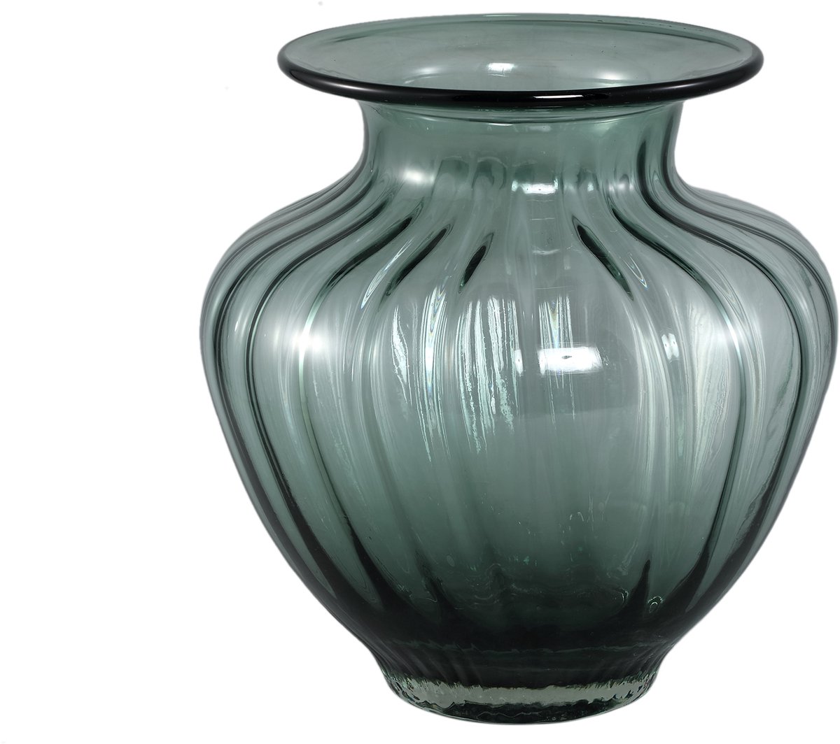 PTMD Marlisha Teal Glass Vase Big Round Blauw