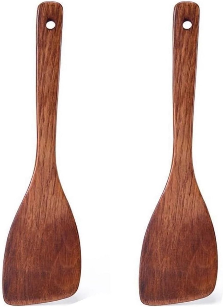 Houten Spatel - Keuken spatel - Koken en bakken - Pan beschermend - 33 cm 2 stuks - Houtkleur