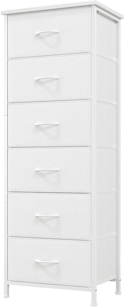Ladekast - Opbergkast - Slaapkamer Organisatie - Stalen Frame - 115 cm Hoog - Wit