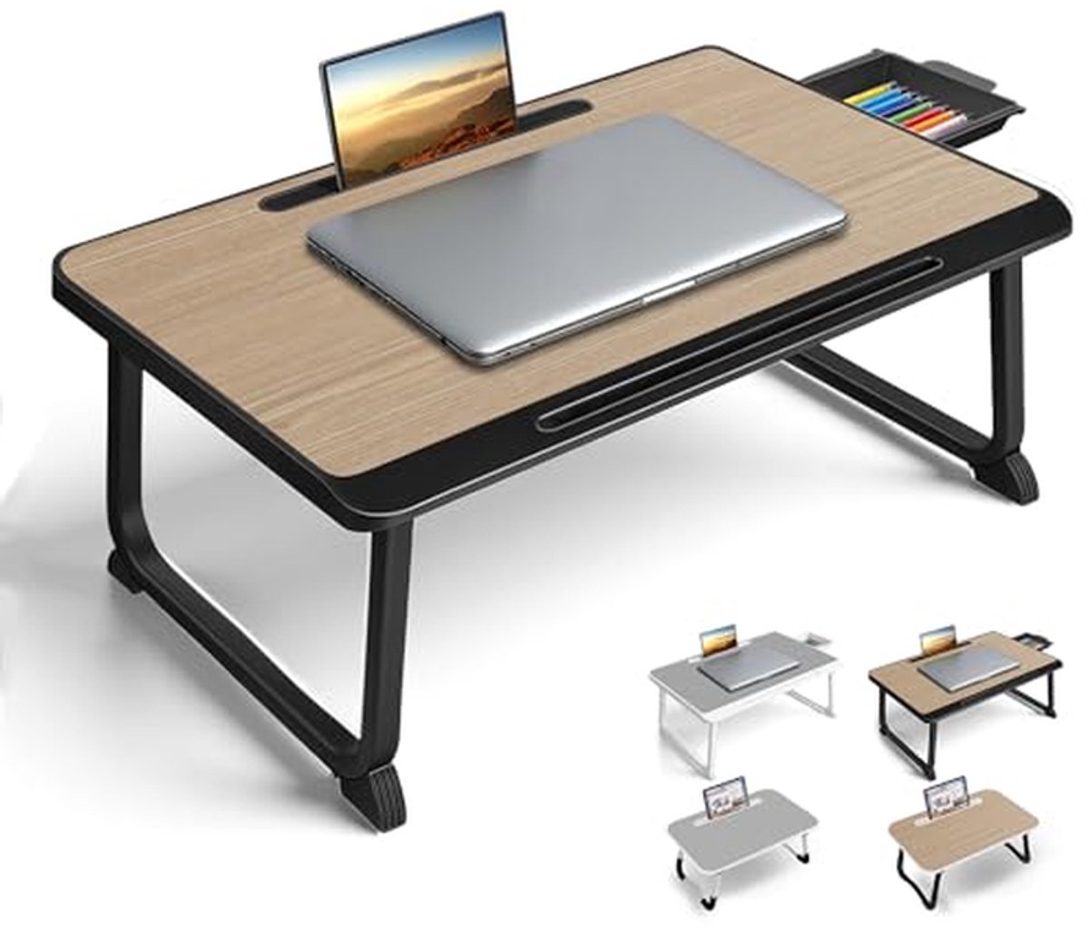 Laptop Bed Table - Lap Table for Breakfast in Bed Study Office Work Gaming Writing Reading Tray Table for Sofa Laptop Stand for (60x40 Wood)