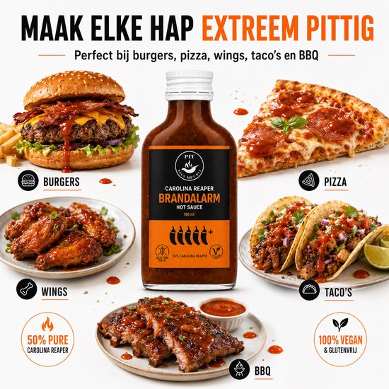Saus Met Pit - Carolina Reaper Hot Sauce - Extreem Pittige Saus (2,2 Miljoen Scoville) - De Heetste Chilisaus met 50% Carolina Reaper Pepers - 100ml
