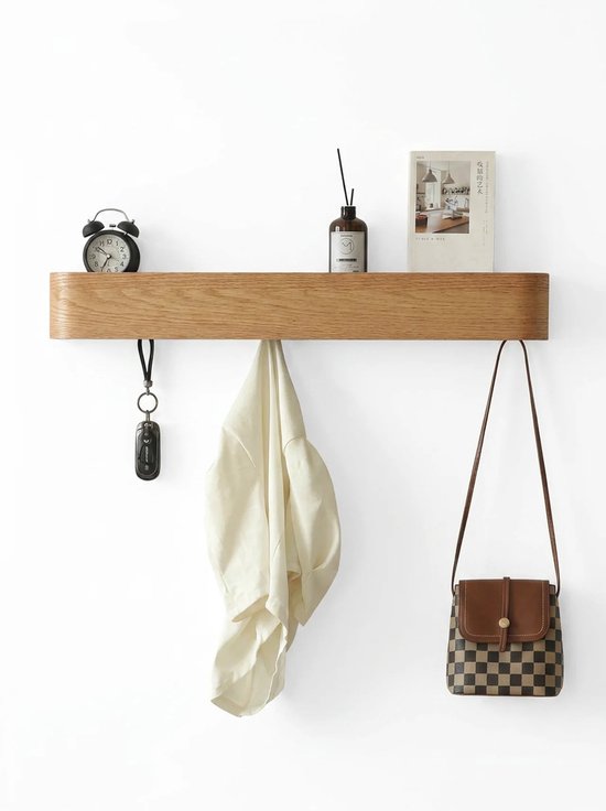 Porte-manteau Novalura Chêne Brun 8 Crochets - Porte-manteaux - Porte-manteau mural 8 crochets - Bois - Minimaliste