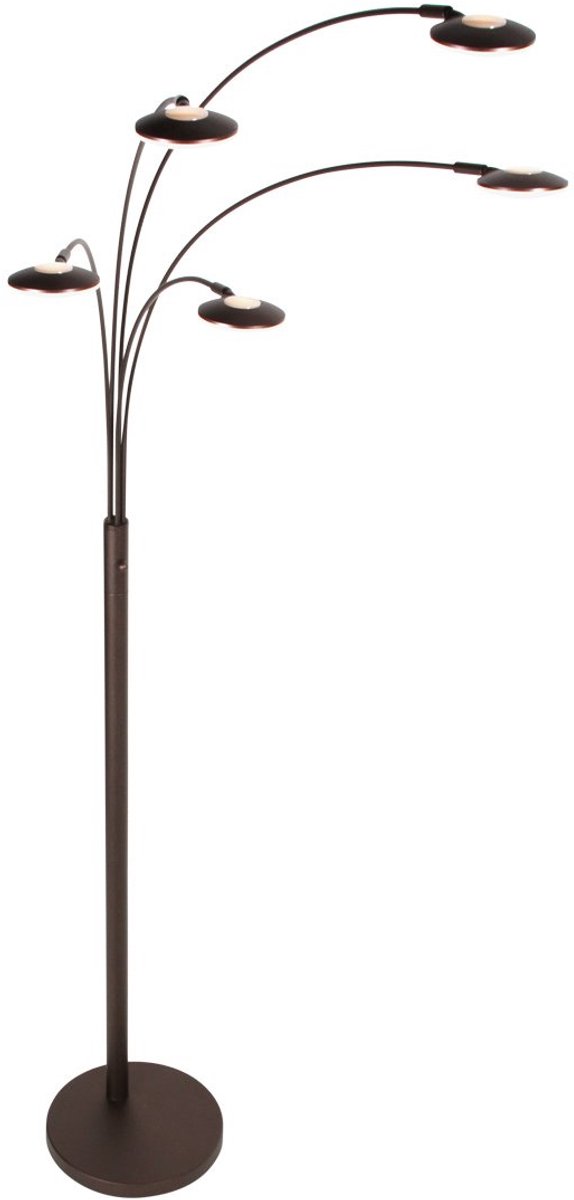 5-lichts vloerlamp Synna 1327CA – Modern cacao kleurige LED booglamp 189 cm met dimfunctie van Mexlite