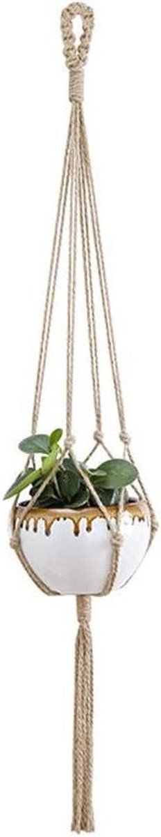 Geweven mand - Hennep touw tas - Planten decoreren - Waterdichte voering - 10x6x6 cm - Natuurlijk