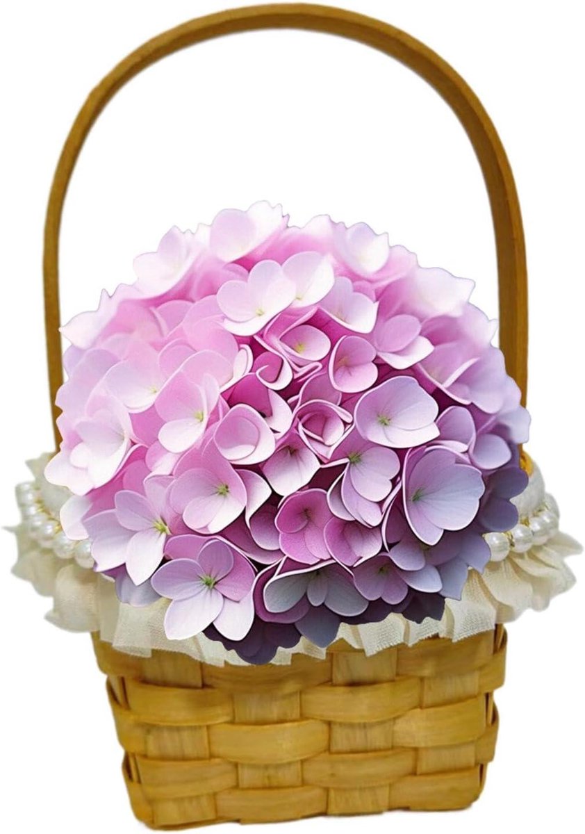 Geweven bloemenmand - Bruiloft mand - Bloemen dragen - Handgeweven ontwerp - 23x14x23 cm - Meerkleurig