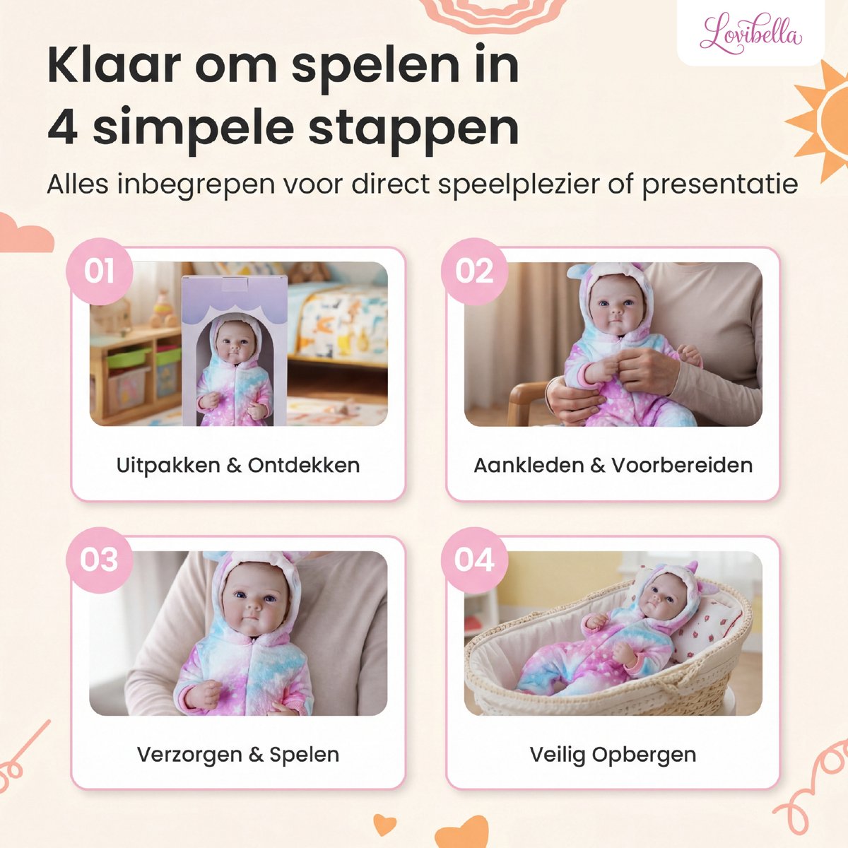 Lovibella® Elara Unicorn Levensechte Babypoppen - 1,1 Kilo - 45 CM - Reborn Baby Pop - Met Accessoires - Reborn Baby - Reborn Baby Doll - Dementie Pop - Reborn Poppen Meisje — afbeelding 6