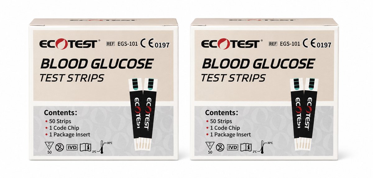 100 stuks Teststrips en Lancetten voor Bloedglucosemeter Ecotest Bloedsuikermeter - Lancetten voor Vingerprikken