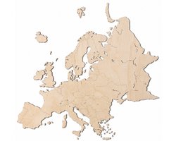 Houten wanddecoratie - Wooden wall decoration | Kaart van Europa 104 x 100cm Map of Europe | Licht hout - Natural wood | Muurdecoratie - Wall art - Wandfiguur - Landen Echt Hout - Real Wood