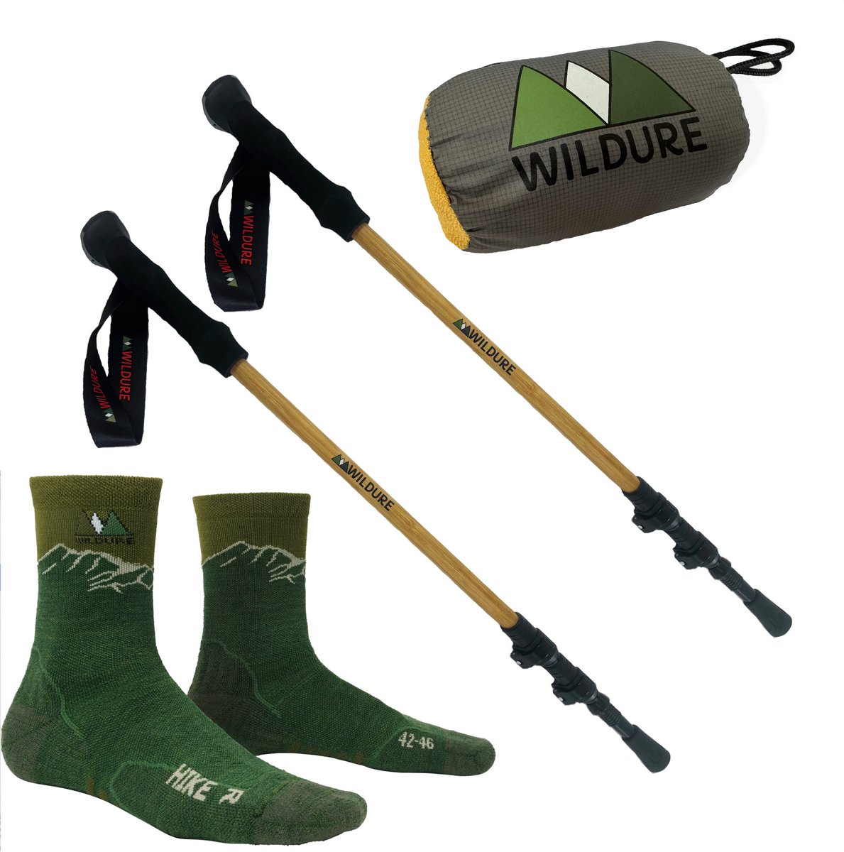 Wildure – Wandel bundel – Wandelstokken - Handdoek - Sokken Large (42-46)