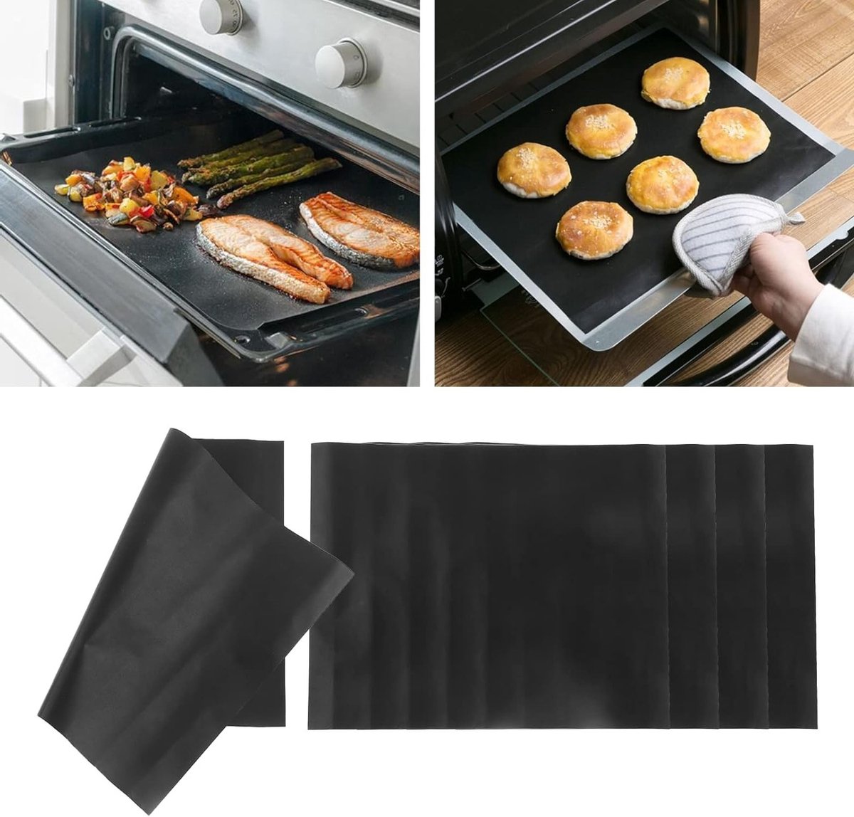 Set van 5 Herbruikbare Anti-aanbak BBQ Grill Matten voor Gasgrill, Houtskoolgrill en Oven, Perfect voor Baktaken en Grillen