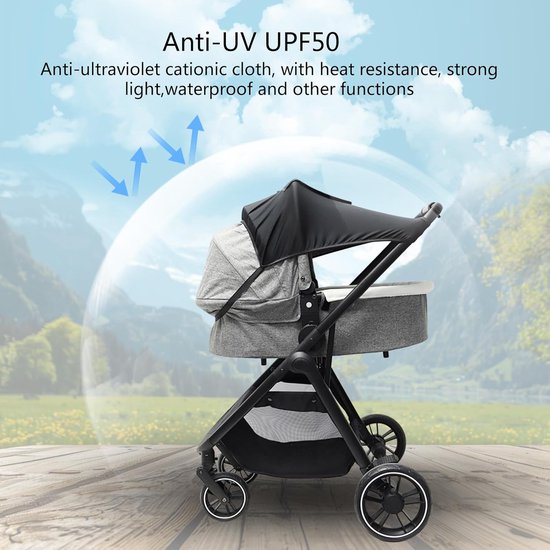 Universele kinderwagenaccessoire: zonnescherm, UV-beschermende hoes voor kinderwagen, zonneklep voor kinderwagen/autostoeltje (zonder venster) van Universele — afbeelding 3