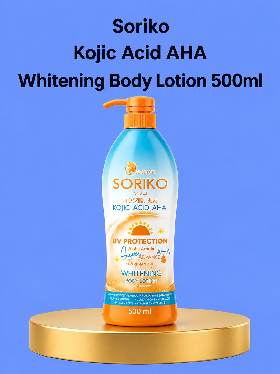 Soriko Kojic Acid bodymilk – 500g – Skin Lightening Soap – Tegen Pigmentvlekken – Donkere Vlekken Verwijderaar – Egale Huid – Whitening Gezichts- & Lichaamszeep – Anti Acne – Hydraterend & Verfrissend