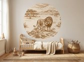 Little Livo Sticker mural rond Famille de lions – Décoration murale Chambre de bébé et d'enfant – Ø120 cm – PVC autocollant