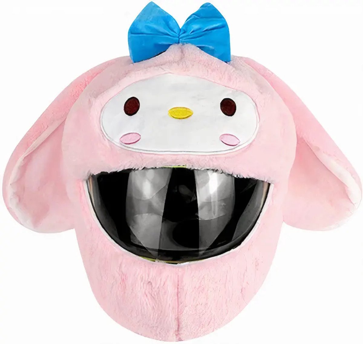Helmhoes – Roze Geit – Pluche Motorhelm Decoratie – Helm Mascotte – Universeel Motorhelm Accessoire