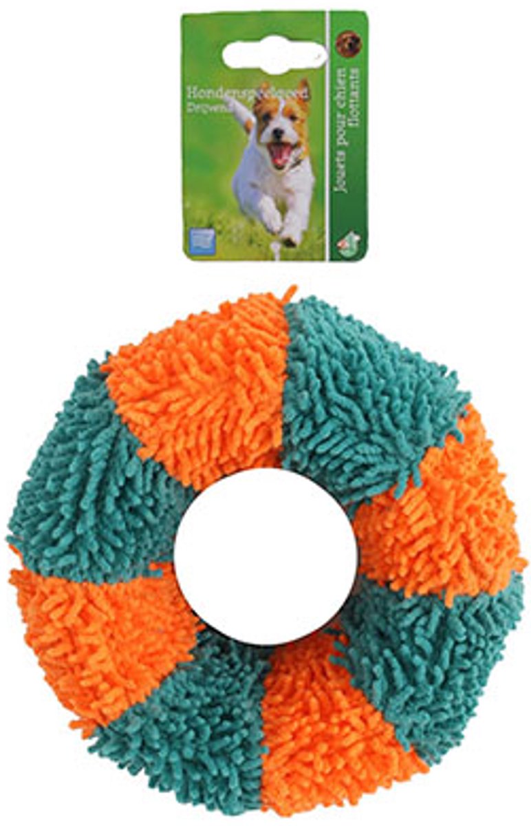 Boon Honden Speelgoed - Donut Softnop Met Piep - Kleur: blauw/oranje - 15 cm