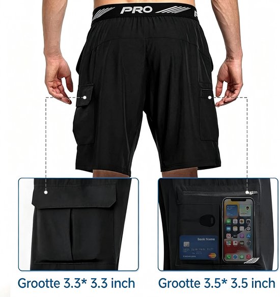 Mountainbike Onderbroek Heren - Fiets Ondergoed met Zeem & 4D Gel Pad - Shockproof MTB Sportbroek - Ademend Mesh - Zwart/Blauw XXL - 4 Taschen - Schnelltrocknend — afbeelding 3