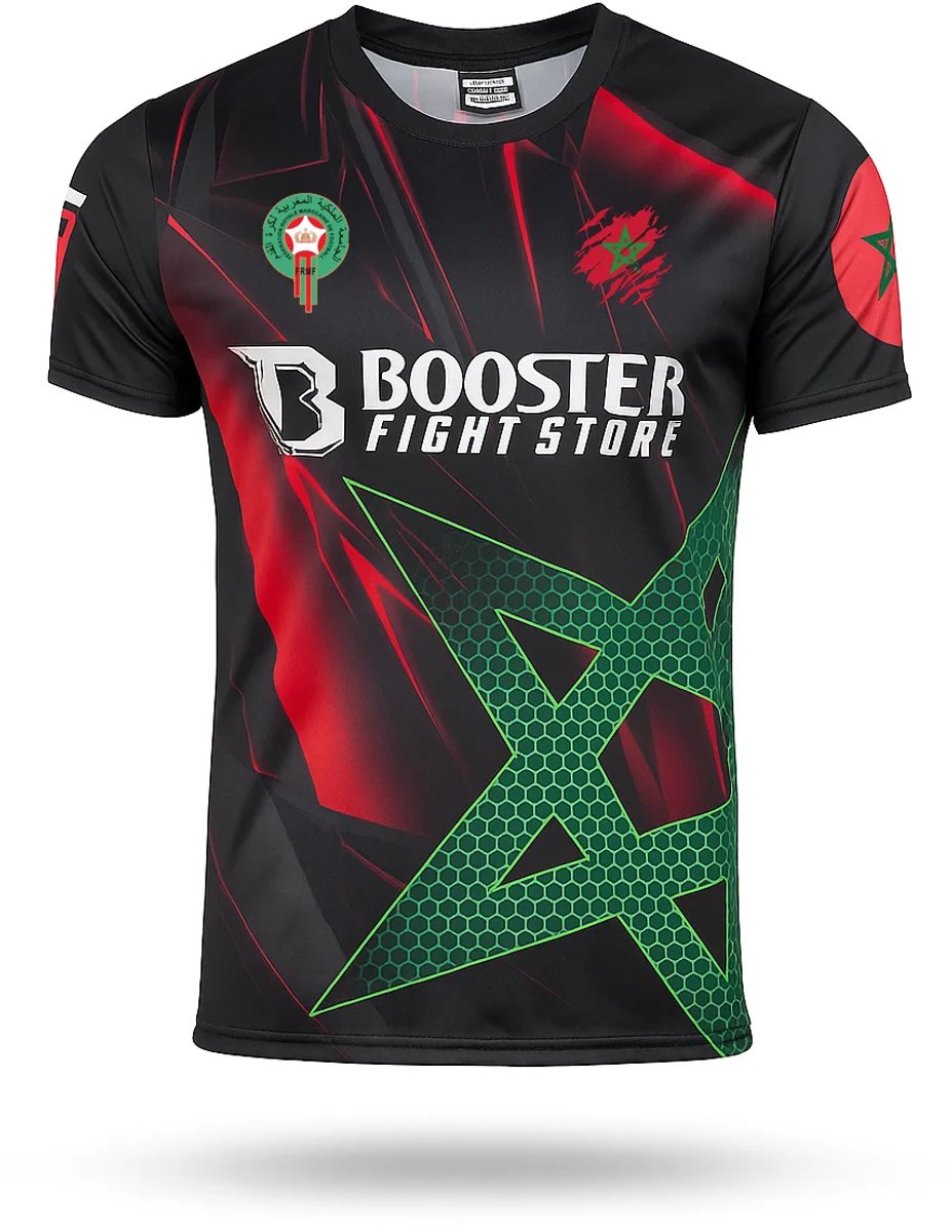 Booster Atlas Green Star Marokko T-Shirt Heren WK Editie Zwart Groen Rood- maat XL