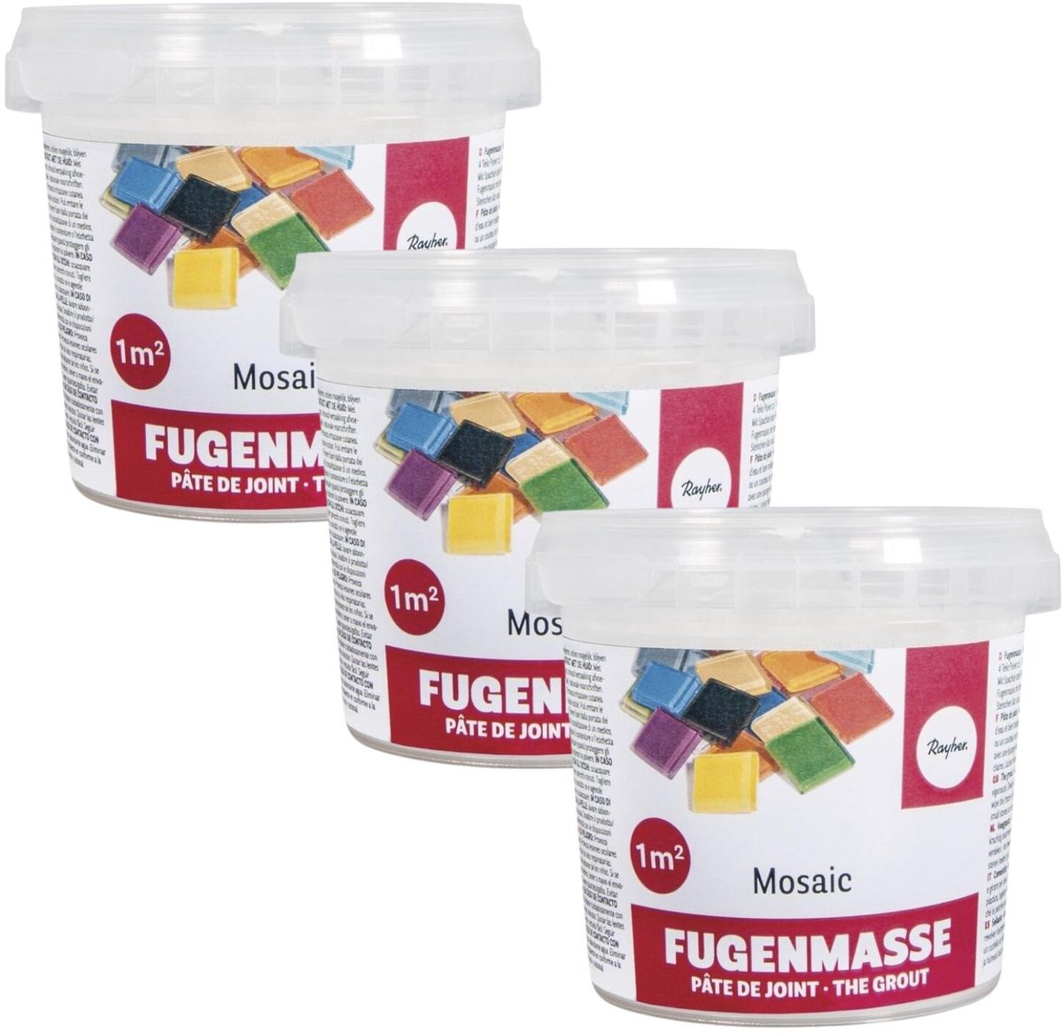 Rayher Mozaiek steentjes voegmiddel - kleur wit - 1500 gram - mozaieken - voor 3 m2 - hobby - knutselen