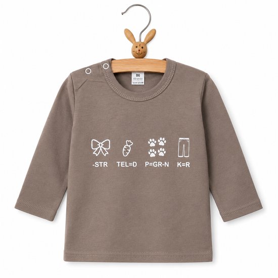 Shirt Aankondiging Zwangerschap Rebus Ik Word Grote Broer - Lange Mouw - Zand Beige - Maat 92