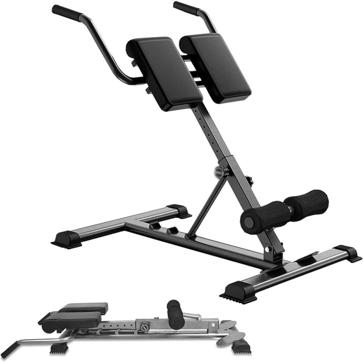 Fitnessbank Opvouwbaar - Romeinse Stoel - Thuis Trainen - Verstelbare Rugsteun - 330 Lbs Belasting - Zwart